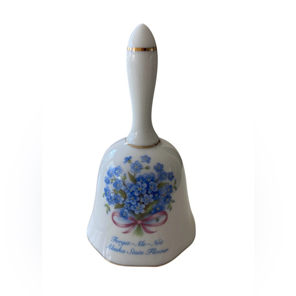 Floral Porcelain Bell with Blue Flowers